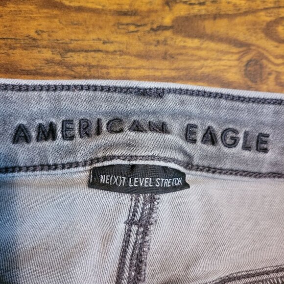 American Eagle Jeans 14 S Next Level Stretch Super Hi Rise Jegging Gray Wash - Picture 3 of 9